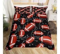 American Football Bedding Set Chic Ball Sports Bedding Duvet Cover Kids Teens Rugby Geometry Comforter Cover Brown Black Bedroom Quilt Covers 3Pcs King,No Comforter