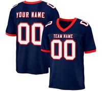American Football Custom Jersey for Men Women Youth Breathable Sports T-Shirts Rugby Uniform Moisture Wicking Active Tops Personalised Name Number Team Name Logo Jerseys Customise 1-10