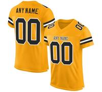 American Football Custom Jersey for Men Women Youth Personalised Team Name Number Personalized Sports T Shirt Quick Dry Breathable Yellow