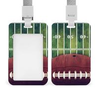 American Football Field and Ball Badge Holder,Durable Sturdy Lanyard Badge Protector Push-Pull Type Adjustable Fashionable Work ID Cover for Metro Nurse Office