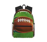 American Football Field and Ball School Backpack with Laptop Compartment | Lightweight Travel Backpack Oxford Cloth School Bag For Students Travel Work Daily Commute