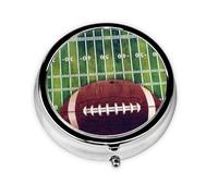American Football Field and Ball This Small, Round, Three-Compartment Travel Pill Box is Perfect for Storing Daily medications, Vitamins, and on-The-go.