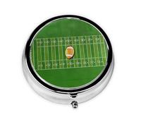 American Football Field Ball Sport This Small, Printed, Round Pill Box is a Portable Pill and Vitamin Organizer Perfect for Pockets, Purses, and Travel.