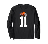 American Football Helmet Style Vintage Number 11 Long Sleeve T-Shirt