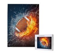 American Football In Fire And Water,500 Pieces Wooden Jigsaw Family Game Jigsaw Puzzles for Adults Teens