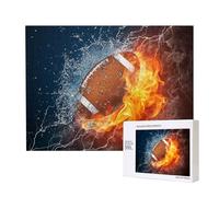 American Football In Fire And Water,500 Pieces Wooden Jigsaw Family Game Jigsaw Puzzles for Adults Teens Home Decor