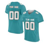 American Football Jersey Personalised Name, Number, Team Name for Men Women Kids, Jersey Top Personalized Sports T-Shirts Custom Football Short Sleeve Breathable Baseball Oversized Shirt Mint Green