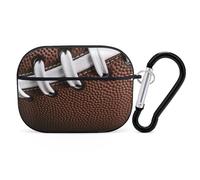American Football Laces Airpod Pro Case Cover Wireless Earbuds Case Protective Cover with Keychain Compatible with AirPods 1st & 2nd Generation Full Protective, Front LED Visible Black