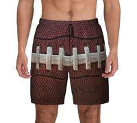 American Football Laces Men's Soft Double Swim Shorts, Lounge Swiming Shorts Pants Breathable Summer Black