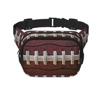 American Football Laces Square Double Layer Waist Bag Belt Fanny Pack Purse with Adjustable Strap, Running, Travel, Hiking