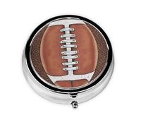 American Football Leopard Print Round Pill Box with 3 Compartments, Mini Metal Pill Organizer for Purse or Pocket, Lightweight Portable for Daily Use Gifts Travel