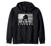 American Football Lineman Offensive Player USA Flag Zip Hoodie
