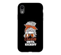 American Football Messy Bun Game Day Classy Until Kickoff Case for iPhone XR