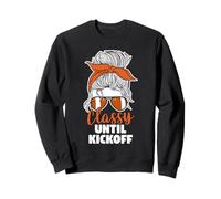 American Football Messy Bun Game Day Classy Until Kickoff Sweatshirt