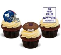 American Football New York Giants Trio Mix- 12 Edible Stand Up Premium Wafer Card Cake Toppers Decorations