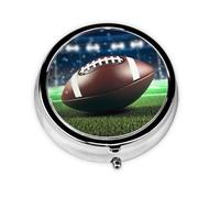 American Football Pill Box with Mirror, 3 Compartment Small Pill Case for Purse Or Pocket Mini Metal Pill Holder Travel Weekly Medicine Tablet Vitamin Holder Organizer Travel Gifts