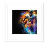 American Football Player Sport 8 Shirt Vibrant Multicoloured Oil Painting Square Wooden Framed Wall Art Print Picture 8X8 Inch Artery8 White One Size