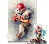 American Football Player Watercolor Art 1000 Piece Puzzle For Adults Problem Solving Toy Professional Grade Cutting Relaxing Indoor Group Activity (38x52cm)
