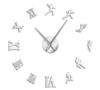 American Football Players DIY Giant Wall Clock Rugby Fans Sports Room Wall Decor Modern Design Large Frameless Clock Wall Watch(Silver,47inch)