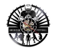 American Football Players Wall Clock Sports Locker Room Wall Decor Modern Design Rugby Vinyl Record Wall Clock Football Fan Gift Without LED