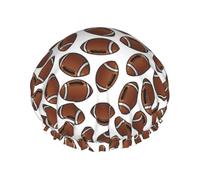 American Football Rugby Balls,Shower Cap Nightcap Double Layer Waterproof Elastic Bath Cap Reusable Hair Cap