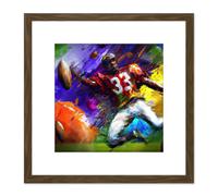 American Football Sport Training 33 Shirt Modern Abstract Oil Painting Square Wooden Framed Wall Art Print Picture 8X8 Inch Artery8 Brown One Size