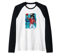 American Football Strong Quarterback Throw Classic Comic Raglan Baseball Tee