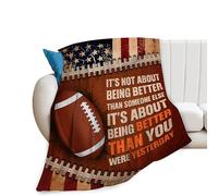 American Football Throw Blanket - Soft, Cozy Fleece Plush Warm Flannel Bedding Blanket for Boys, Kids, Teens, Adults - Couch, Travel - 40"X50"