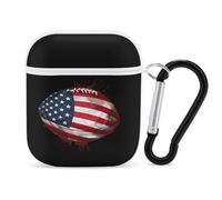 American Football Us Flag Earphone Case Cover Compatible with AirPods 1&2 Shockproof Bluetooth Headset Case White-style