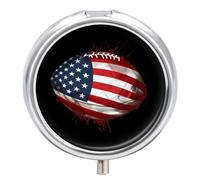American Football Us Flag Pill Box 3 Compartment Small Portable Medicine Case Pill Organizer for Pocket Purse