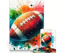 American Football Watercolor 1000 Jigsaw Puzzle Cognitive Fun Play Clean Cut Sturdy Components Quiet Time Mind Exercise at Home (38x26cm)