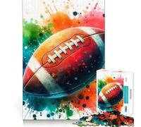 American Football Watercolor 1000 Piece Jigsaws for Adults Mind Train Fun Precision Cut Smooth Edges Absorbing Activity for Quiet Nights (38x52cm)