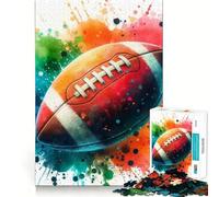 American Football Watercolor Jigsaw Puzzle 1000 Piece Cognitive Fun Play Precise Interlock Structure Bonding Activity for Loved Ones (50x75cm)