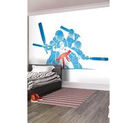 American Footballers Paint Splash Wall Mural Origin Murals Blue W350cm x H280cm