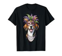 American Foxhound Dog Mardi Gras Value Graphic T-Shirt, Men, Black, S