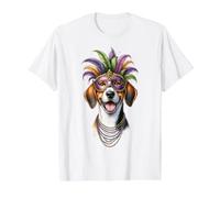 American Foxhound Dog Mardi Gras Value Graphic T-Shirt, Men, White, M