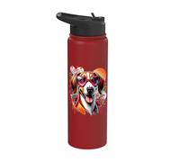 American Foxhound Dog St Valentines Day Artwork Stainless Steel Insulated Water Bottle