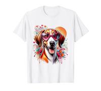 American Foxhound Dog St Valentines Day Artwork Value Graphic T-Shirt, Men, White, M