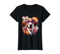 American Foxhound Dog St Valentines Day Artwork Value Graphic T-Shirt, Women, Black, L