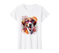 American Foxhound Dog St Valentines Day Artwork Value Graphic T-Shirt, Women, White, S