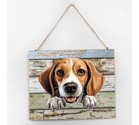 American Foxhound Wood Sign Wall Decoration Funny Dog And Cat Lover Animal Signs Hanging Wooden Plaque Sign for Dinning Room Home Cabin 10x12 Inch