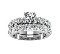 American Full Pattern Peach and Heart Couple Diamonds Inlaid European Zirconia Ring Diamonds Micro Inlaid Rings Children Gymnastics Indoor, 8, Metal, No Gemstone