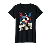 American Game ON 2ND Grade Soccer Game On First Day Teacher Value Graphic T-Shirt, Women, Black, L