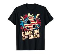 American Game ON 6TH Grade Soccer Game On First Day Teacher Value Graphic T-Shirt, Men, Black, S