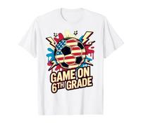 American Game ON 6TH Grade Soccer Kick Off First Day Teacher Value Graphic T-Shirt, Men, White, M