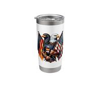 American German Flags USA Germany Eagle Stainless Steel Insulated Tumbler