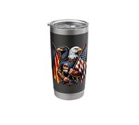 American German Flags USA Germany Eagle Stainless Steel Insulated Tumbler