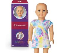 American Girl Truly Me 18-Inch Doll 105 with Light-Blue Eyes, Without Hair, Light-to-Medium Skin with Warm Undertones, Tie Dye T-Shirt Dress