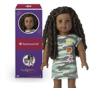 American Girl Truly Me 18-inch Doll #123 with Brown Eyes, Black-Brown Tendrils, Deep Skin, Camo T-shirt Dress, For Ages 6+