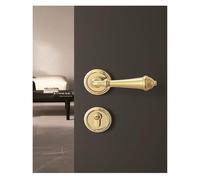 American Gold Anti-Theft Door Lock Light Luxury Indoor European PVD Room Door Lock Bedroom Wooden Door Magnetic Lock(Type D-Magnetic Silent)